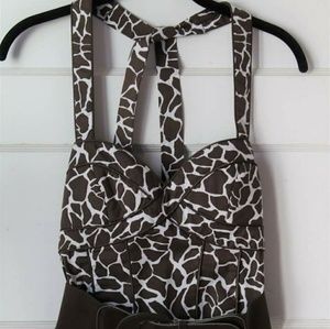 Giraffe print bodice top with halter straps